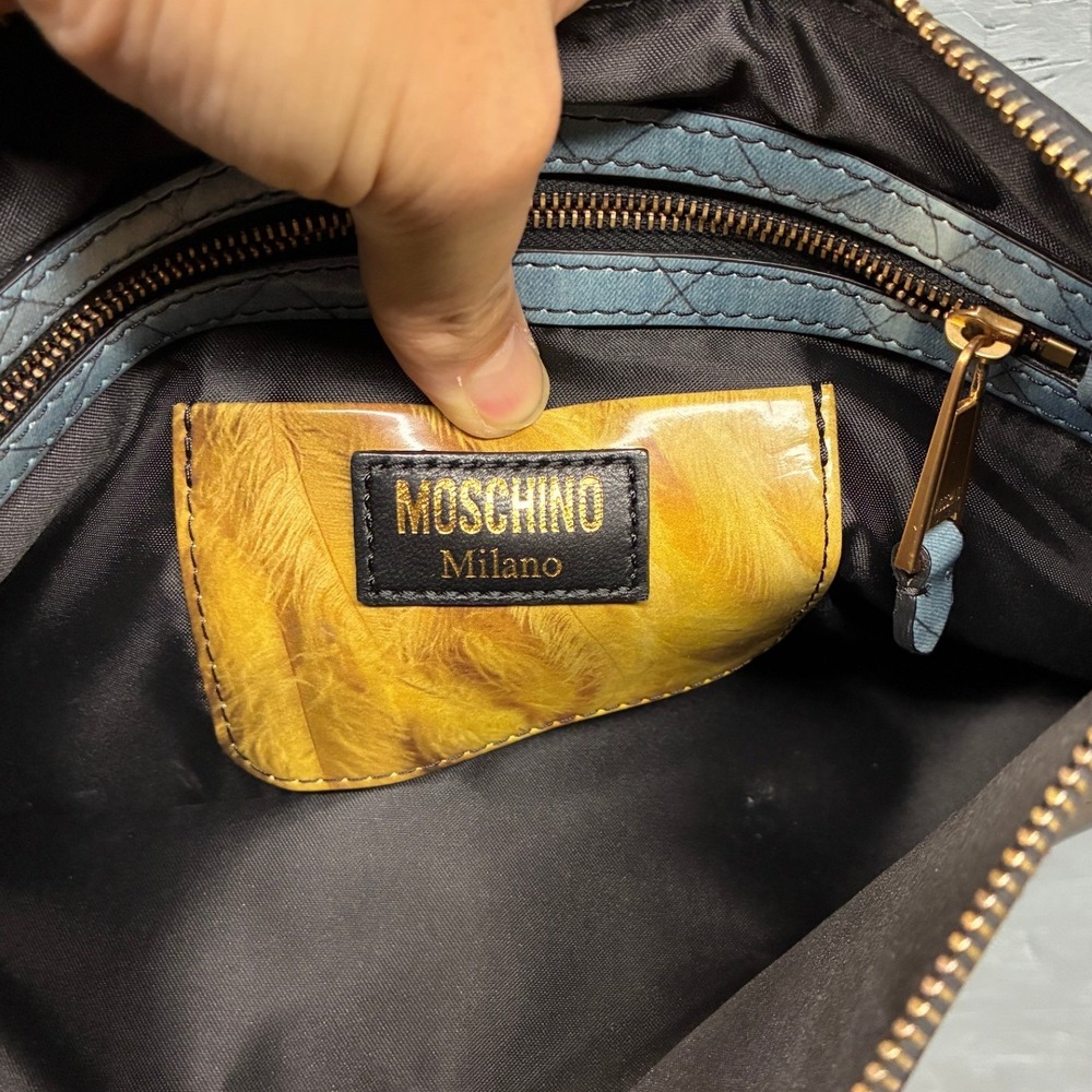 Moschino Milano For Real Print Clutch Bag Women's Black Pouch Designer - Picture 7 of 11